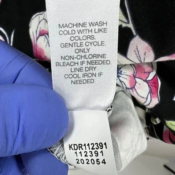 J. Jill Wearever Collection L Black Floral Print Dress 3/4 Sleeve Hiking Lagon - Picture 10 of 12